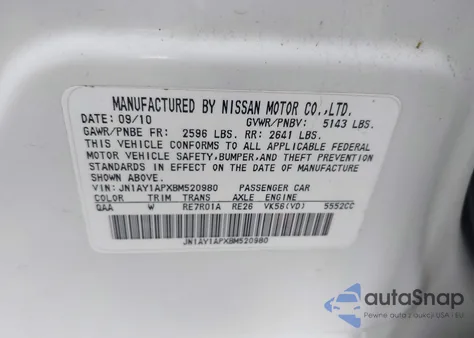 2011 Infiniti M56 из США, поврежденный, VIN JN1AY1APXBM520980